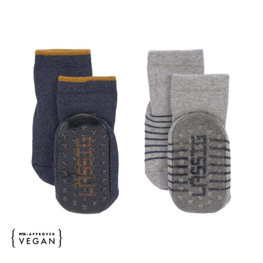 Lassig - meias antiderrapante pack 2 azul/cinza