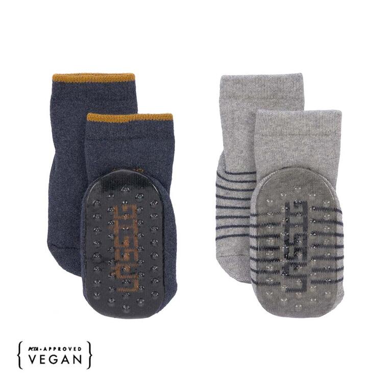 Lassig - meias antiderrapante pack 2 azul/cinza